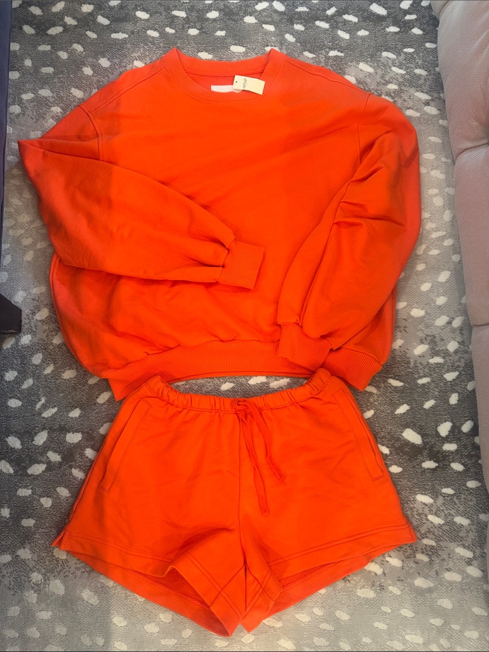 Women’s Aerie Orange Two-Piece Set - Cozy Sweatshirt & Shorts